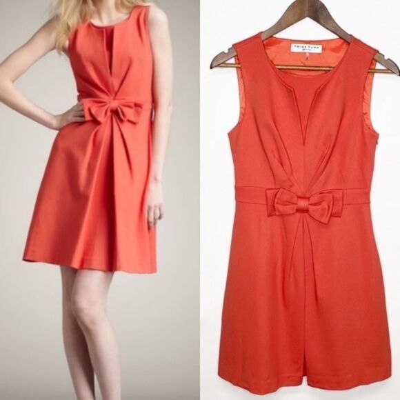 Trina Turk Bow Front Coral Waldron Dress 4 - Picture 13 of 13